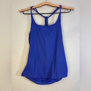 NWT Blue Ribbed Strappy Back Athletic Yoga Tank top Size S